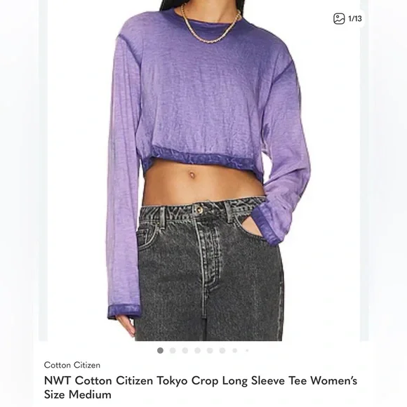 Cotton Citizen Tokyo Violet Gradient Long Sleeve Tee - Picture 3 of 9